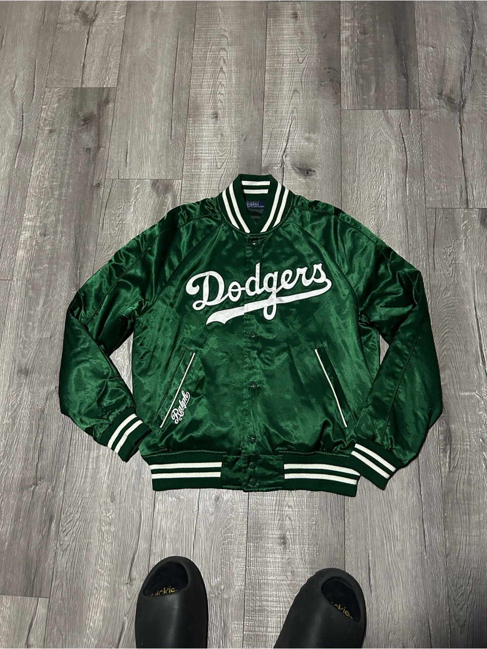 Polo Ralph Lauren Green Los Angeles Dodgers Embroidered MLB Satin Jacket M